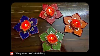 DIY Diya Stand  making of Diya stand from waste cardboard and CD  Diwali craft ideas  दिवा स्टैंड [upl. by Batsheva]