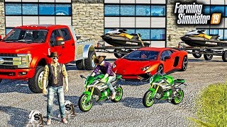 REPOING JETSKIS amp MOTORCYCLES WITH MR CHOW MOTORCYCLE CHASE amp POLICE  FARMING SIMULATOR 2019 [upl. by Murat]