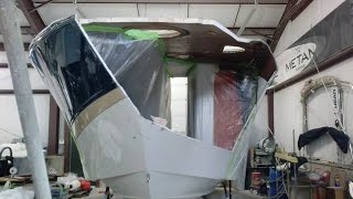 Metan Marine  2014 Fourwinns Express 34 Major Fiberglass Repair [upl. by Akihsal]