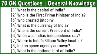 70 Easy GK Questions and Answers in English  General Knowledge  Current Affairs Questions [upl. by Eudoxia]