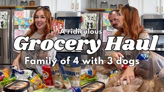 A RIDICULOUS GROCERY HAUL FAMILY OF 4  family of 4 with 3 dogs  grocery haul vlog style [upl. by Farhsa273]