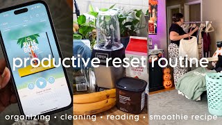 reset routine 📚🧺 purse organization cleaning laundry reading smoothie recipe [upl. by Tallia]