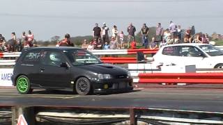 my starlet glanza v turbo vs 16 civic turbo glanza wins york dragway [upl. by Amian]