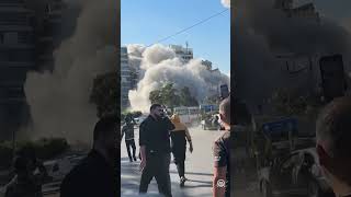 Footage shows the moment the Israeli army targets a residential area in the Lebanese capital [upl. by Ronel]