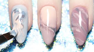 3 Easy Gel Polish MARBLE Ideas 💅 [upl. by Ellenej]