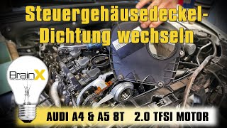 Steuerkette Abdeckung wechseln Steuergehäusedeckel Dichtung wechseln Audi A5 8T [upl. by Pompea]