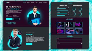 Build a Complete Responsive Personal Portfolio Website using HTML CSS Javascript [upl. by Jordanson122]