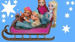 SLEIGHING SNOW fun  ELSA and ANNA toddlers play in SNOW [upl. by Sinnelg]