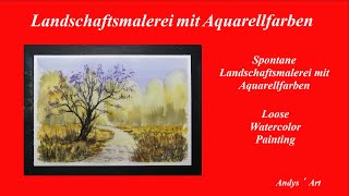 Watercolor painting tutorial  Loose Watercolor painting  Landschaftsmalerei mit Aquarellfarben [upl. by Aij930]