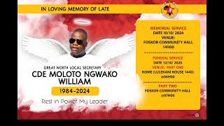 In Loving Memories Of CDE Moloto Ngwako William  Live FromLimpopo  Karl Explore [upl. by Sanoy]