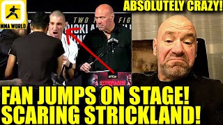 MMA Community Reacts to WILD UFC 297 Press Conference Fan runs up on stage Sean Strickland vs DDP [upl. by Ollehto]