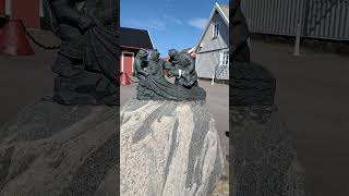 Sculpture quotTors fiskafängequot by Aron Sandberg Viken harbour Viken Sweden sweden sculpture [upl. by Elyak]