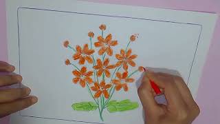 Pencil Colour Drawing Flowers  How to Draw a flower [upl. by Niggem]