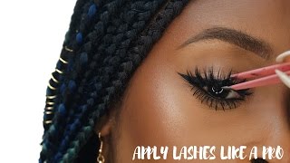 How to apply false eyelashes for beginners Simple Easy and Quick [upl. by Erialcyram]