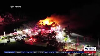 The Boathouse Tiki Bar and Grill errupts into flames in Cape Coral [upl. by Ahaelam970]