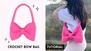 crochet bow bag tutorial by Biyabimi  beginner friendly  cozy crochet series EP 4 [upl. by Aihsek921]