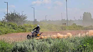 Dude on a Quad Bike Razzing Up a Dustcloud amp Construction Workers Behind Sixfields Stadium [upl. by Yahsan]