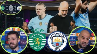 Sporting vs Manchester City 41 Post Match Analysis UCL  Bernardo Silva and Pep Guardiola Reactions [upl. by Robertson]