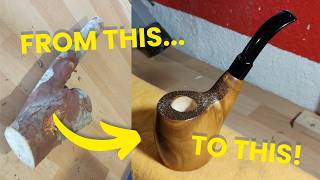 Handmade pipe using quotmadroñoquot wood strawberry tree no briar  Amateur tools [upl. by Langan947]