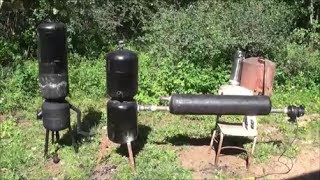 Building a quotWood Gasifierquot out of propane tanks with a gas cooling water heater [upl. by Mohorva]