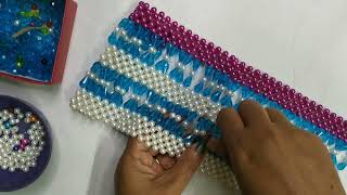 Pearl Beaded Bag Crystal Bag making Tutorial 💐 [upl. by Ilellan]