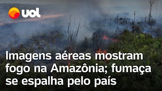 Queimadas no Brasil Imagens aéreas mostram fogo destruindo regiões da floresta amazônica [upl. by Annayak]