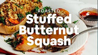 Roasted Stuffed Butternut Squash  Minimalist Baker Recipes [upl. by Oterol]