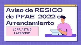 AVISO Persona Fisica Actividad Empresarial o Arrendamiento a RESICO 2022 [upl. by Aisyle642]