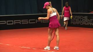 Alize Cornet service  return game vs Carla Suarez Navarro  Porsche Tennis Grand Prix 2012 [upl. by Eidson558]