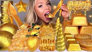 ASMR EDIBLE GOLD BARS 24 KARAT GOLD HONEYCOMB EDIBLE STILETTO UNICORN HORN JELLY MUKBANG 먹방 [upl. by Leirza]