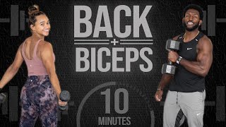 10 Minute Dumbbell Back amp Bicep Workout Strength Training [upl. by Thielen23]