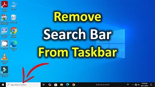 How to Remove Search Bar From Taskbar In Windows 10 [upl. by Ahsienroc529]