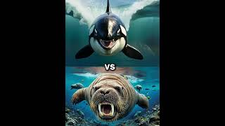 Killer Orca Whale vs Megalodon vs Dolphin shark blue whale turtle seal funny animals facts [upl. by Ahcorb]