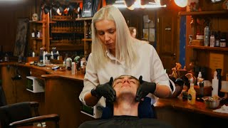 ASMR LADY BARBER💈Royal Shave and Premium Head Massage Treatments [upl. by Lairea891]