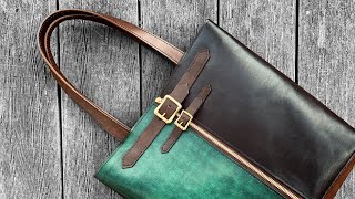 Making a Stylish Leather Bags Pattern No48 [upl. by Cayser]