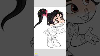 Coloring Vanellope Von Schweetz  Disney Wreck It Ralph  Shorts [upl. by Tyne]