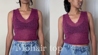 Crochet Mohair TopVest tutorial  Crochet Summer tops [upl. by Anzovin506]