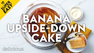 Easy upsidedown banana cake recipe  delicious Australia [upl. by Illac644]