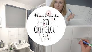 BUDGET BATHROOM MAKEOVER Grey Grout Restorer Pen  Refresh Old Tiles [upl. by Aros]