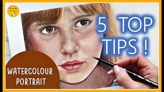 WATERCOLOUR PORTRAIT  5 TOP TIPS for beginners  How to paint SKIN in WATERCOLOR TUTORIAL [upl. by Brandise386]