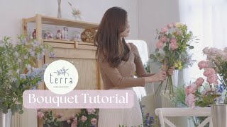 Full Tutorial How to make and wrap a Korean Style Flower Bouquet 花束包装 bouquet [upl. by Naor269]