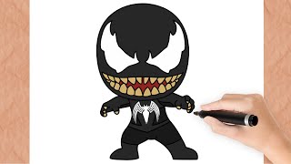 How To Draw a VENOM I Easy  Step by Step [upl. by Aleekahs381]