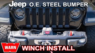 How to Install a Warn Winch on JLJT OE Steel Bumper [upl. by Nolra]