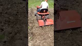 Tilling with simplicity tractor simplicity gardentractor classictractor tiller tilling [upl. by Etnemelc942]