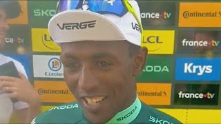 BINIAM GIRMAY  ADD POINTS IN THE ESTRATE  INTERVIEW AT THE END STAGE 9 OF THE TOUR DE FRANCE 2024 [upl. by Margie139]