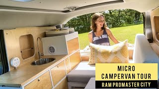 MICROCAMPERVAN TOUR with 3 Clever Seating Options  RAM PROMASTER CITY Tiny Home Conversion [upl. by Enairda720]