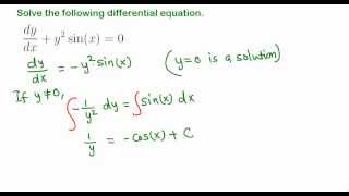 Separable differential equations example 211 [upl. by Delanos]