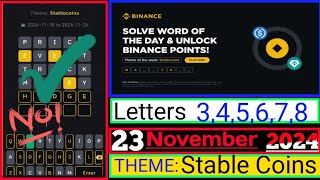 Binance Word of the Day Answer Today 23 November 20245 Letter Binance Word of the Day Answer [upl. by Proud]