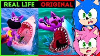 Sonic and Amy Watch The Best TikTok of CatNap  REAL LIFE vs ORIGINAL Poppy  PlayTime Chapter 3 [upl. by Wojak]