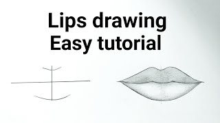 How to draw lips easy step by step for beginners Drawing lips easy drawing tutorials for beginners [upl. by Dleifniw]